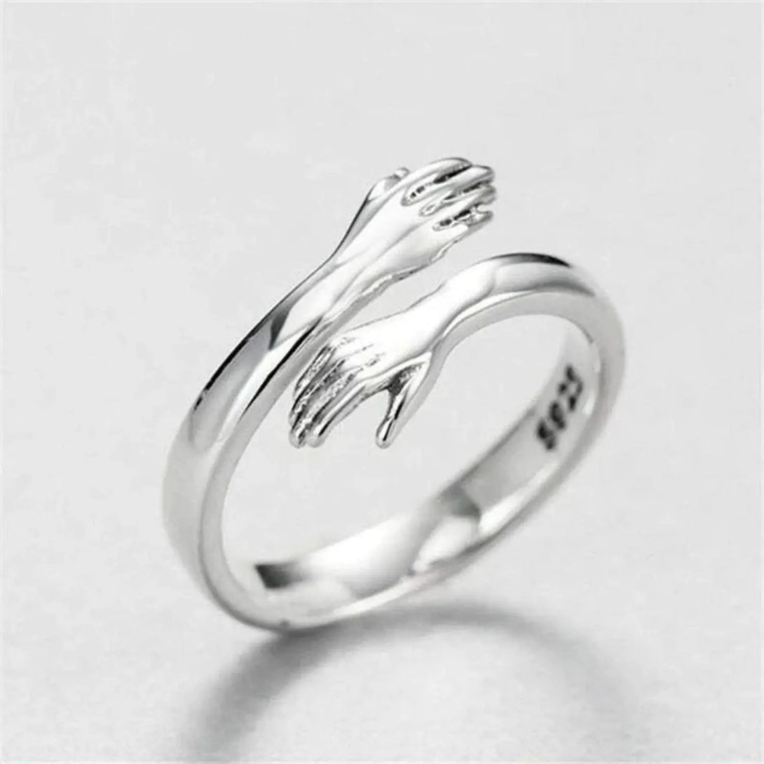 Lovcia Hug Shape 925 Sterling Silver Bypass Ring-Rings-Silver-7-Silver