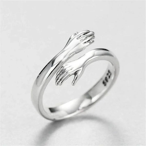 Lovcia Hug Shape 925 Sterling Silver Bypass Ring-Rings-Silver-7-Silver