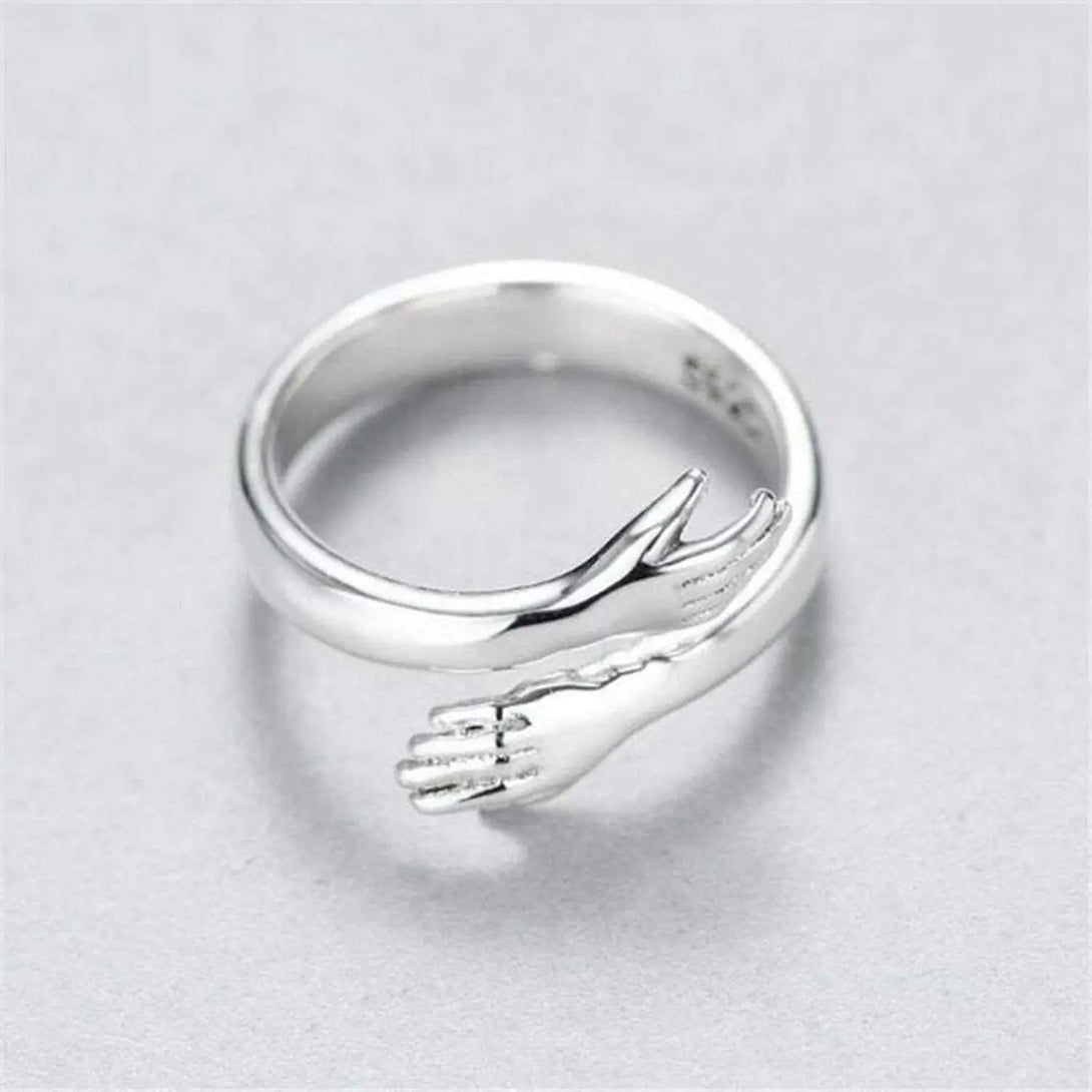 Lovcia Hug Shape 925 Sterling Silver Bypass Ring-Rings-Silver-7-Silver