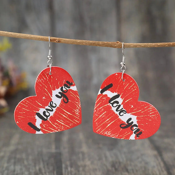 Lovcia I LOVE YOU Heart Leather Earrings-Earrings-Red-One Size-Red
