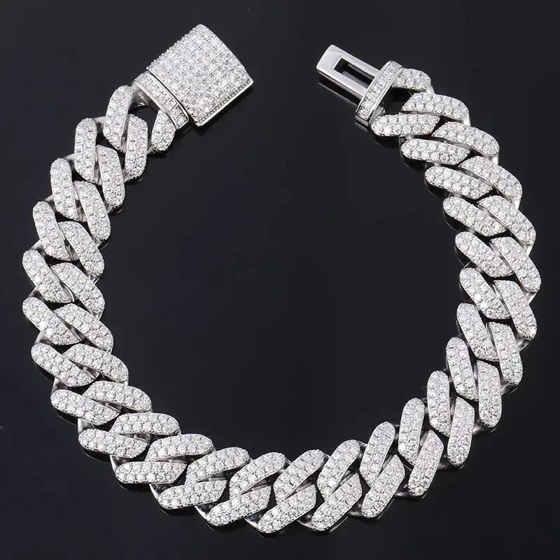 LOVCIA Iced Out Cuban Link Chain Bracelet for Men - High Quality Bling Jewelry-Bracelets-LOVCIA