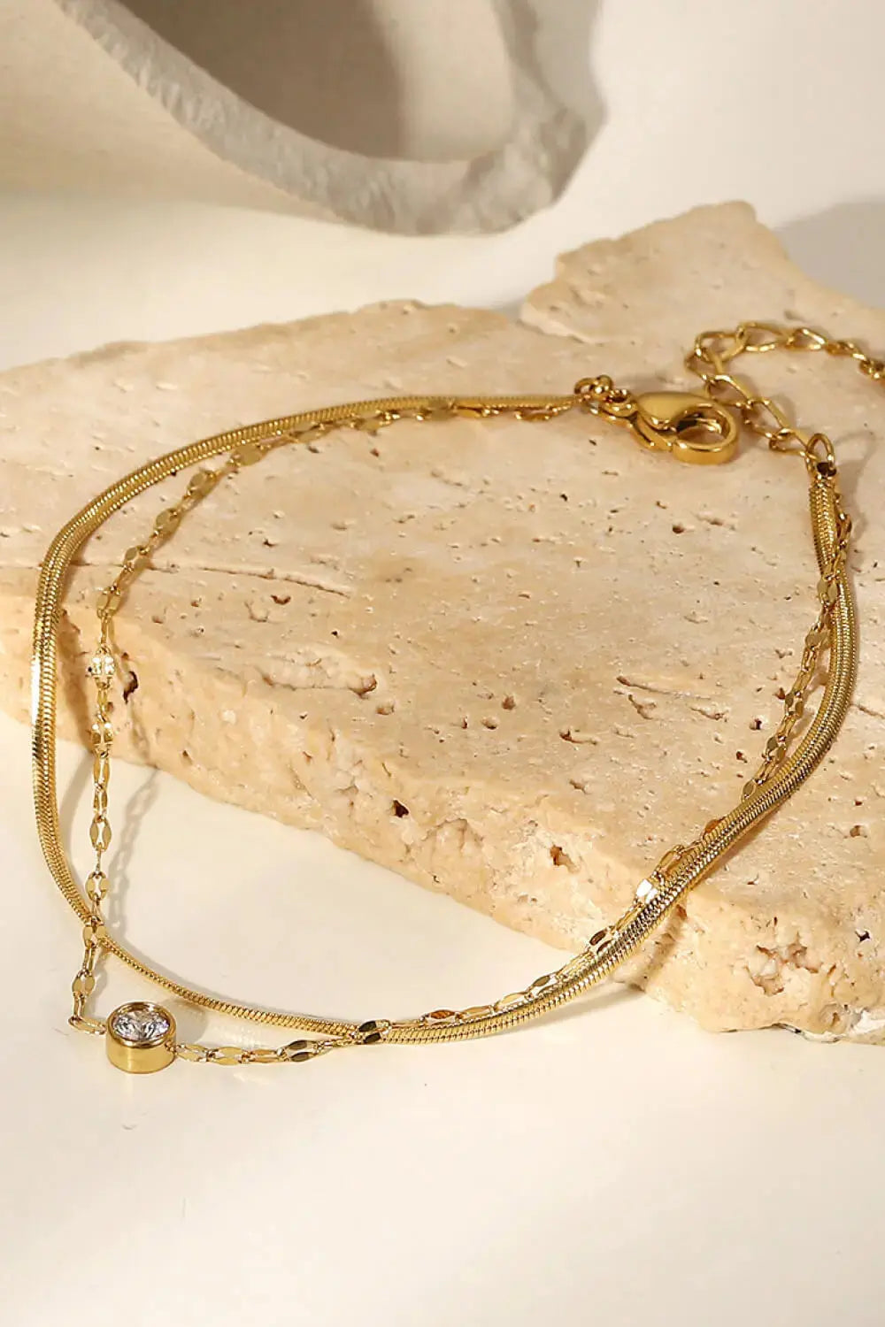 Lovcia Icing on the Cake Rhinestone Double-Layered Bracelet-Bracelets-Gold-One Size-Gold