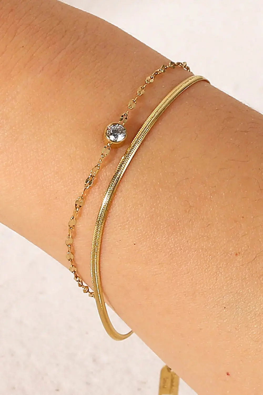 Lovcia Icing on the Cake Rhinestone Double-Layered Bracelet-Bracelets-Gold-One Size-Gold