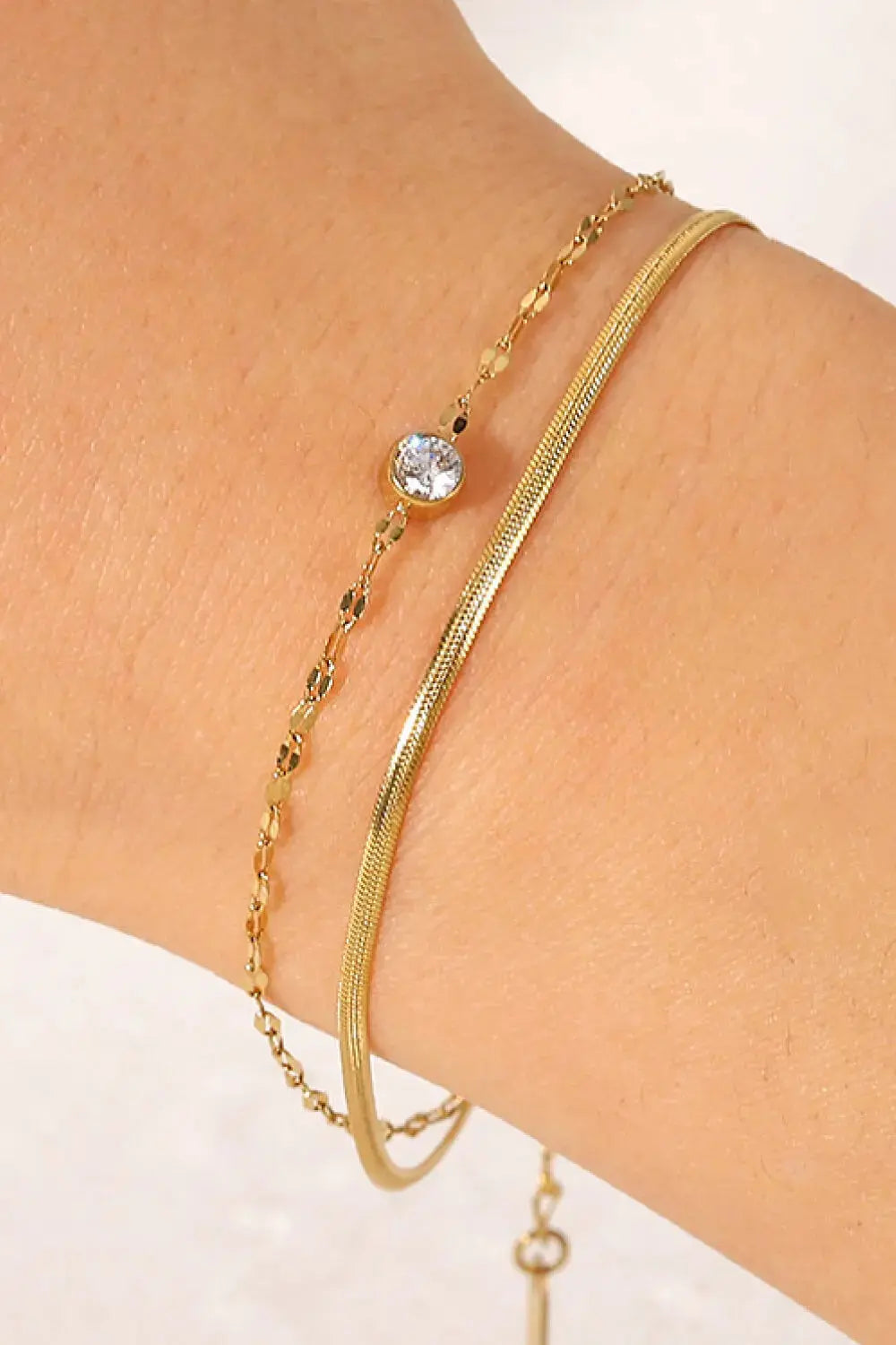 Lovcia Icing on the Cake Rhinestone Double-Layered Bracelet-Bracelets-Gold-One Size-Gold