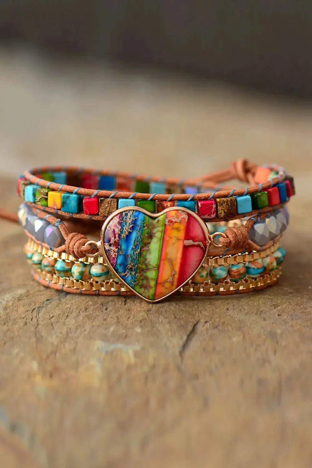 Lovcia Imperial Jasper & Crystal Layered Bracelet-Bracelets-Multicolor-One Size-Multicolor