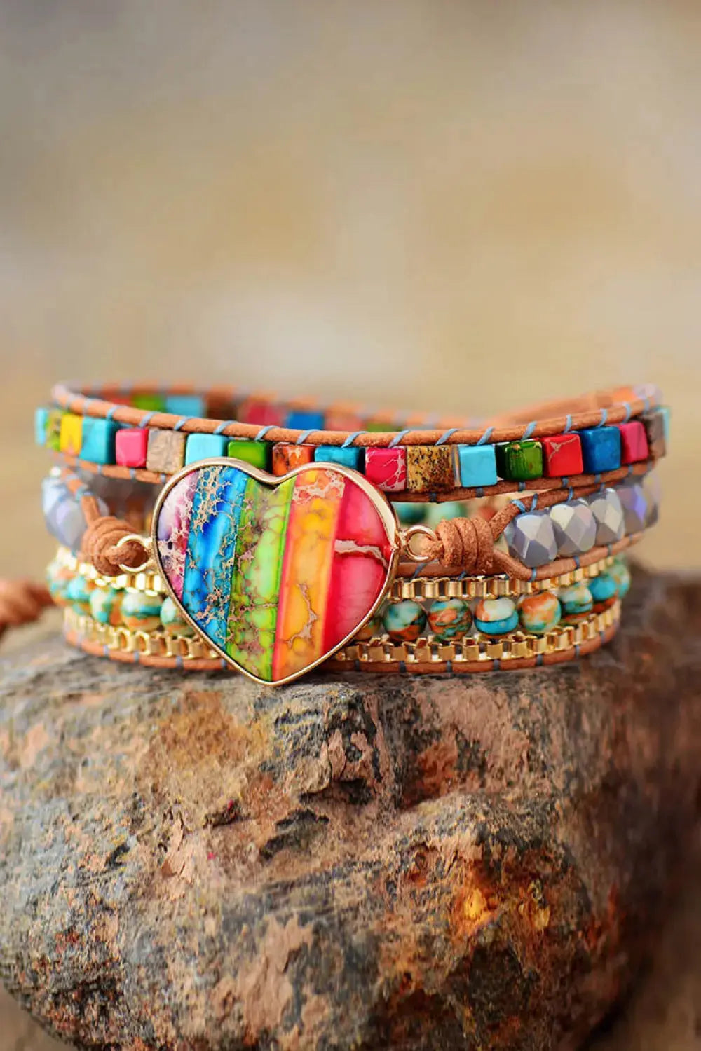 Lovcia Imperial Jasper & Crystal Layered Bracelet-Bracelets-Multicolor-One Size-Multicolor