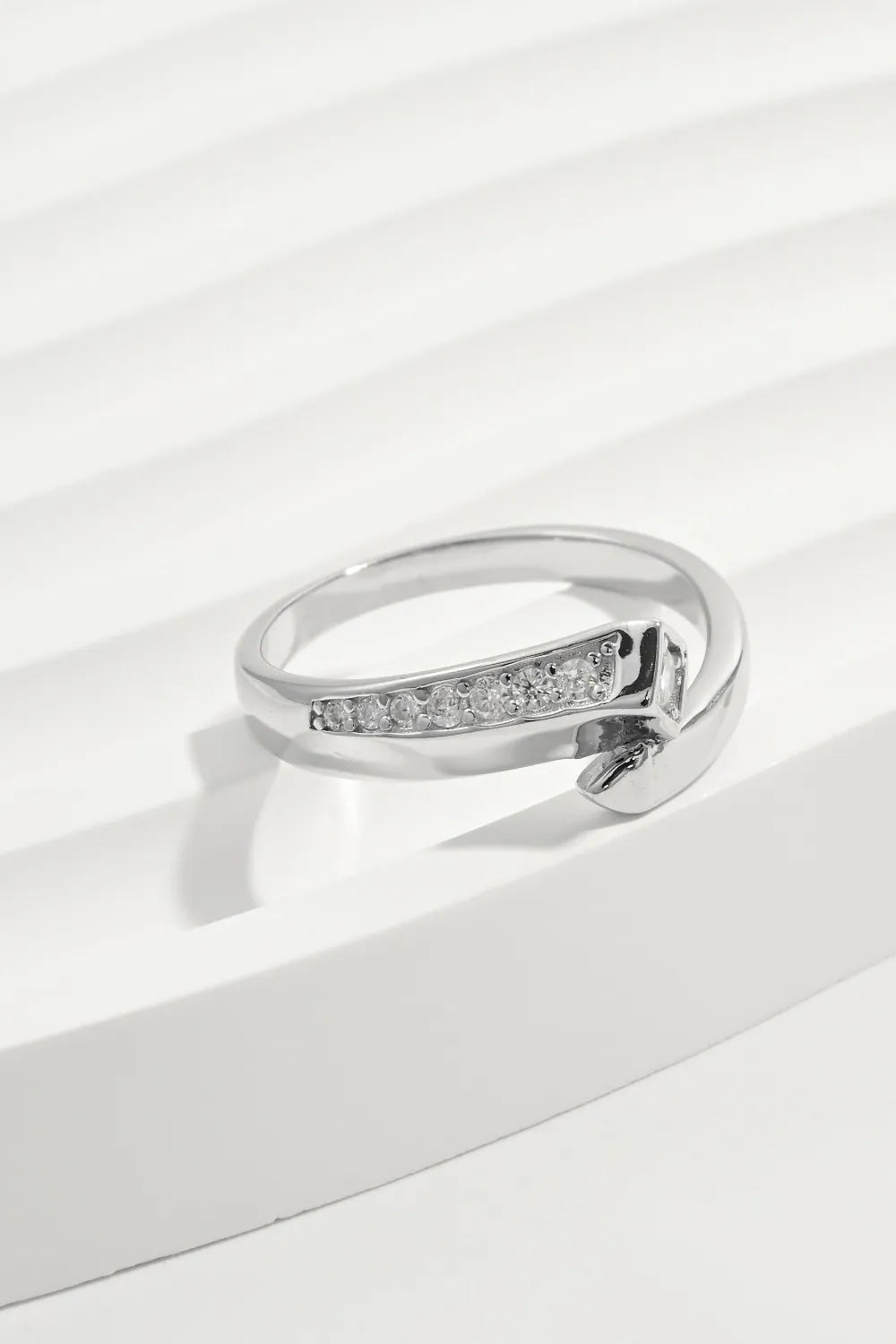 Lovcia Infinity Curve 925 Sterling Silver Inlaid Zircon Ring for Women - Silver-6- - Buy latest trendy Rings for Women and Girls