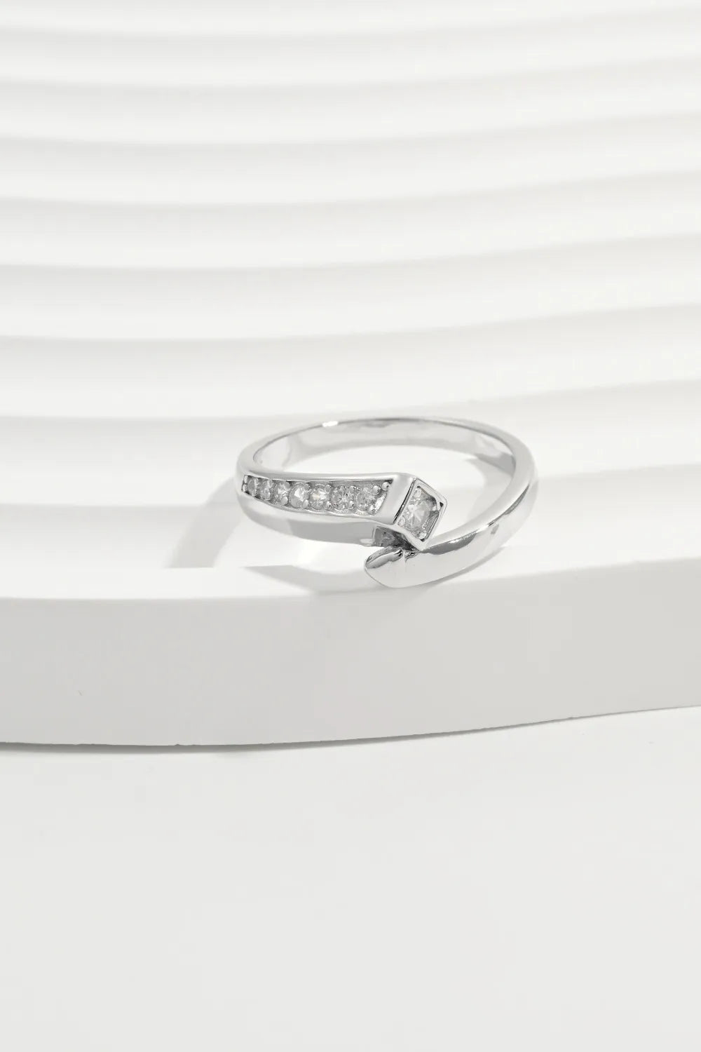 Lovcia Infinity Curve 925 Sterling Silver Inlaid Zircon Ring for Women - Silver-6- - Buy latest trendy Rings for Women and Girls