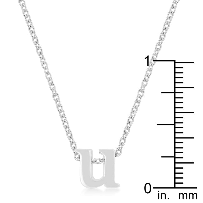 Lovcia Initial U Necklace in Rhodium Plated Brass-Pendants-