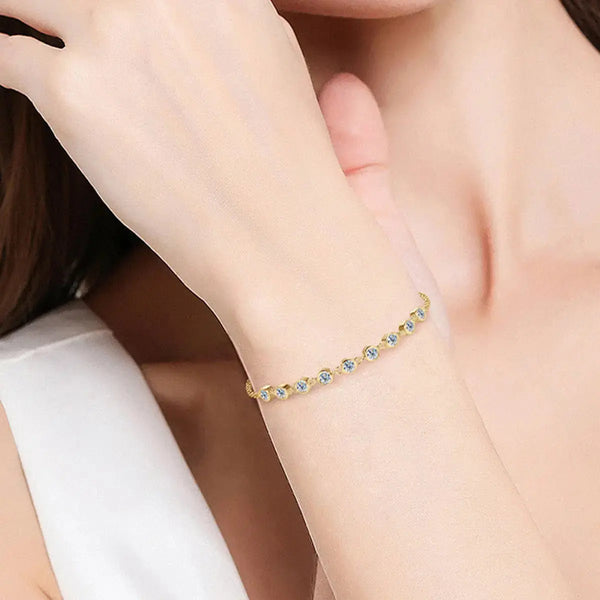 Lovcia Inlaid Moissanite 925 Sterling Silver Bracelet-Bracelets-Gold-One Size-Gold