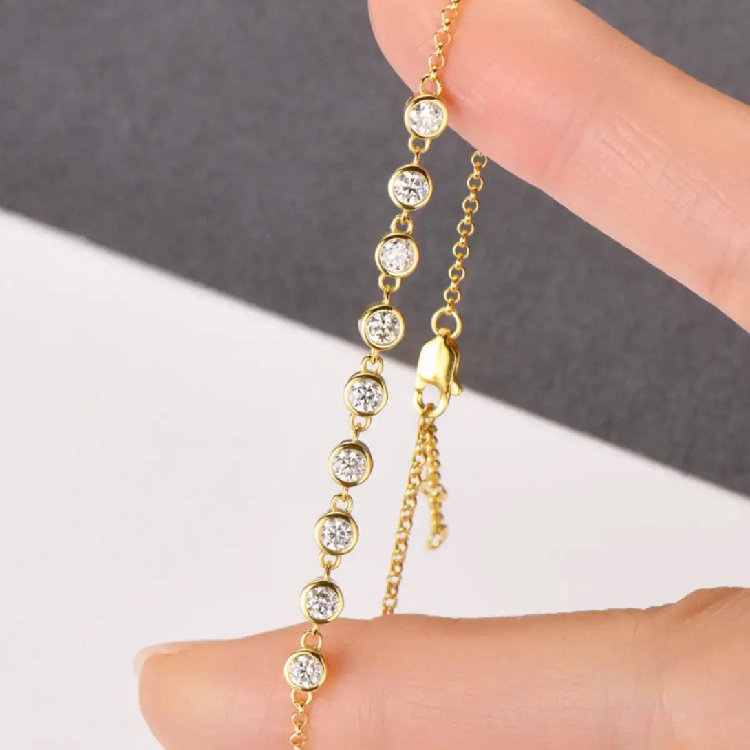 Lovcia Inlaid Moissanite 925 Sterling Silver Bracelet-Bracelets-Gold-One Size-Gold