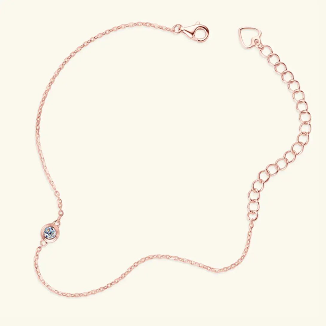 Lovcia Inlaid Moissanite 925 Sterling Silver Bracelet-Bracelets-Rose Gold-One Size-Rose Gold
