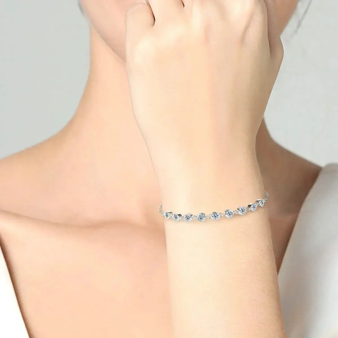 Lovcia Inlaid Moissanite 925 Sterling Silver Bracelet-Bracelets-Silver-One Size-Silver