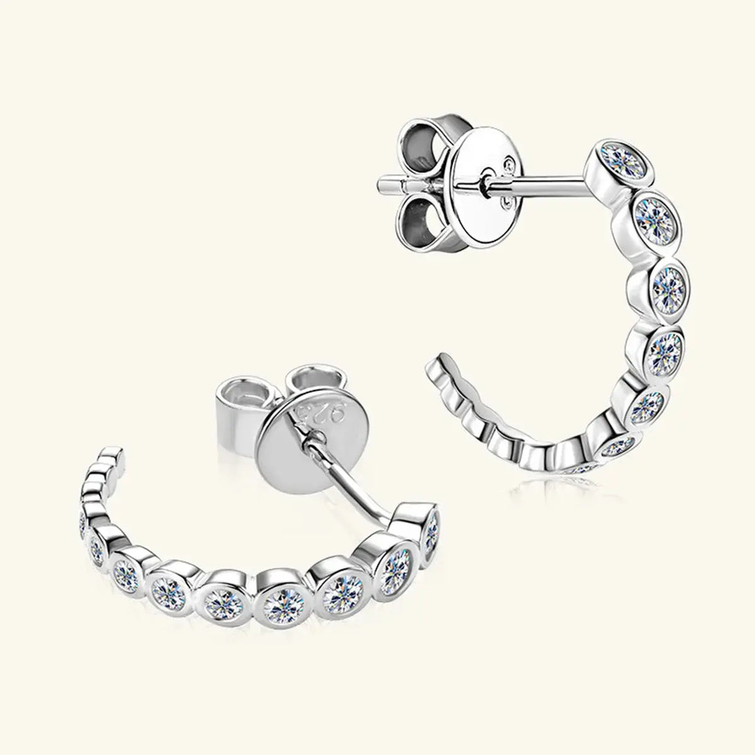 Lovcia Inlaid Moissanite 925 Sterling Silver C-Hoop Earrings-Earrings-Gold-One Size-Gold