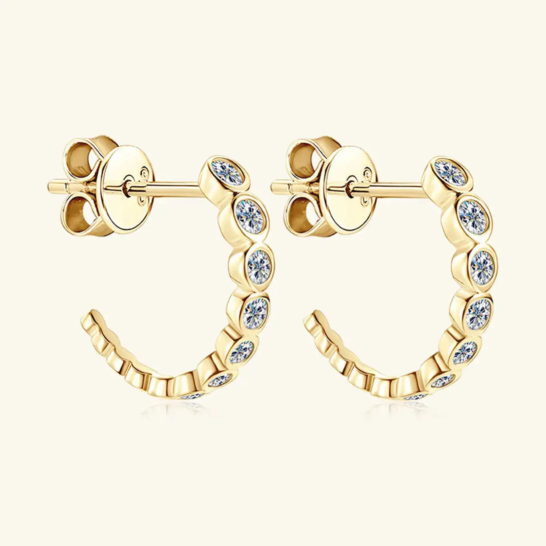 Lovcia Inlaid Moissanite 925 Sterling Silver C-Hoop Earrings-Earrings-Gold-One Size-Gold