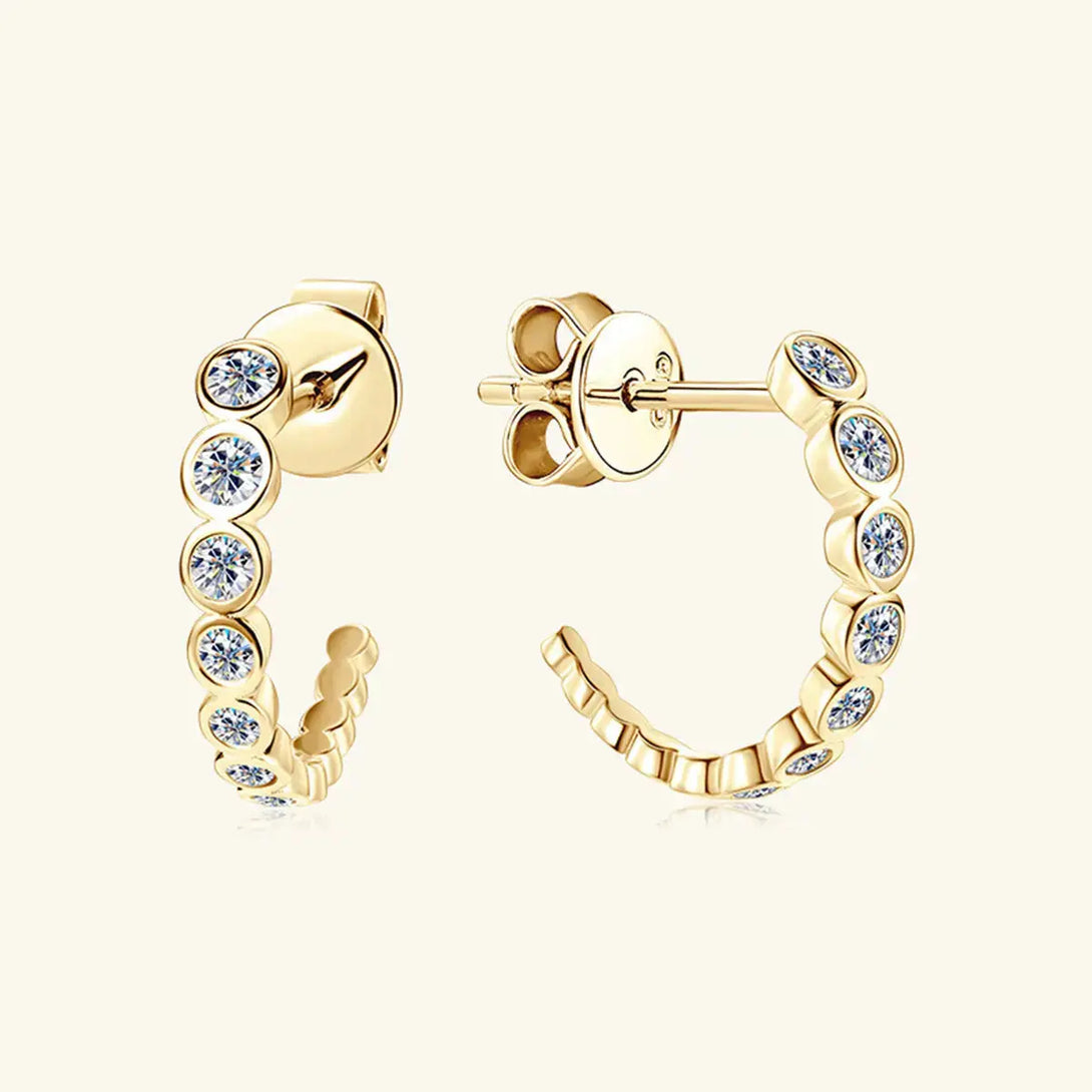Lovcia Inlaid Moissanite 925 Sterling Silver C-Hoop Earrings-Earrings-Gold-One Size-Gold
