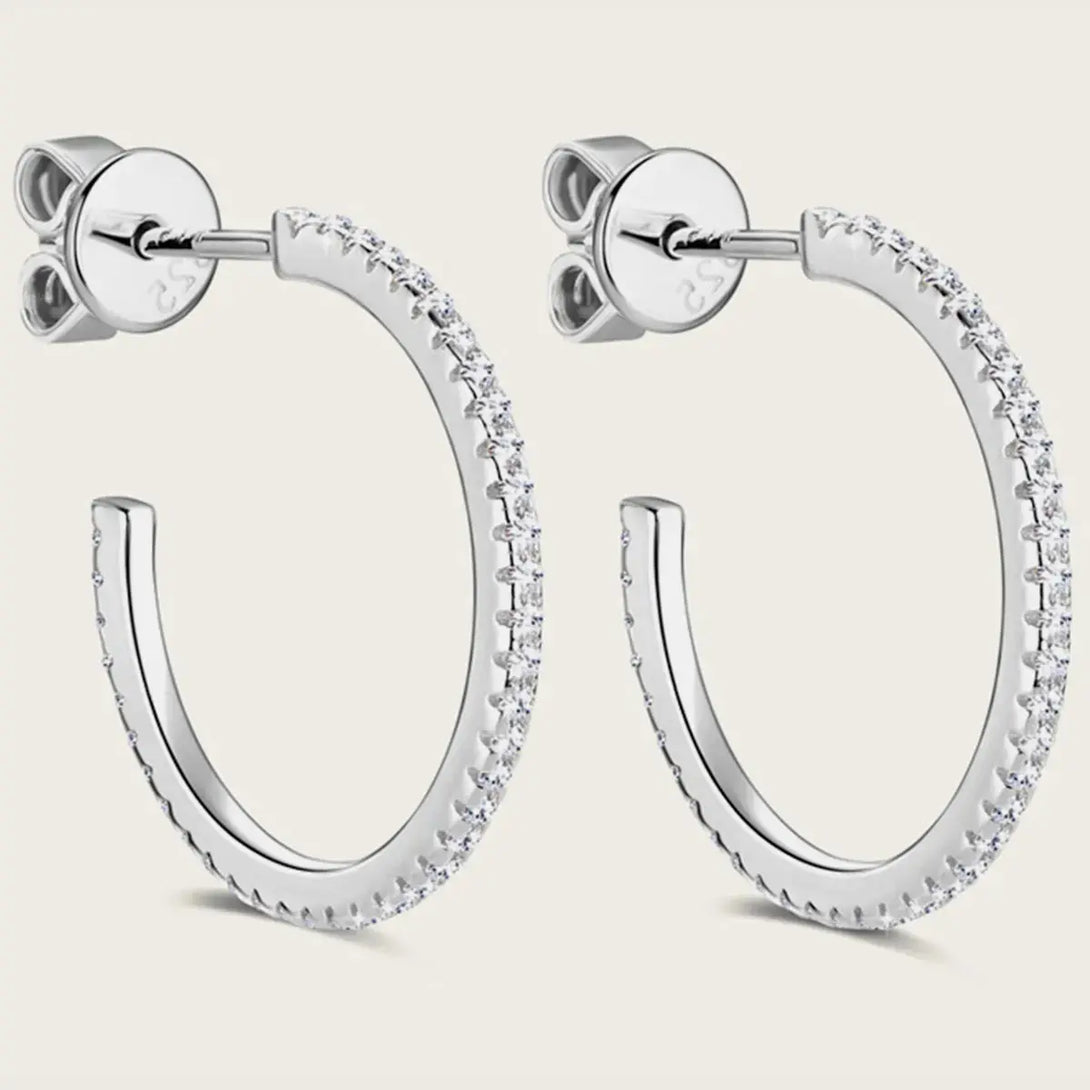 Lovcia Inlaid Moissanite 925 Sterling Silver C-Hoop Earrings-Earrings-Gold-One Size-Gold