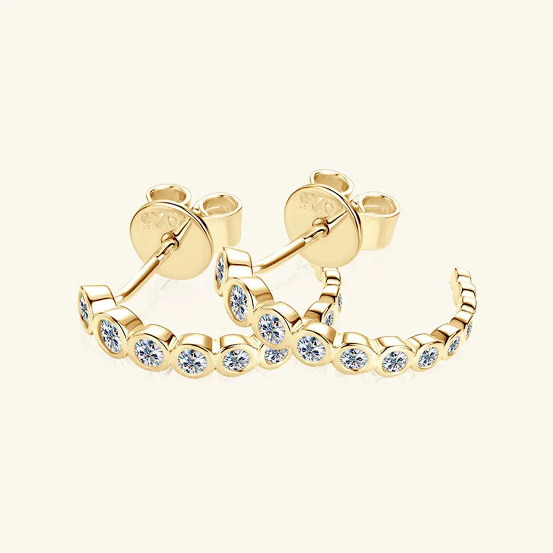 Lovcia Inlaid Moissanite 925 Sterling Silver C-Hoop Earrings-Earrings-Gold-One Size-Gold