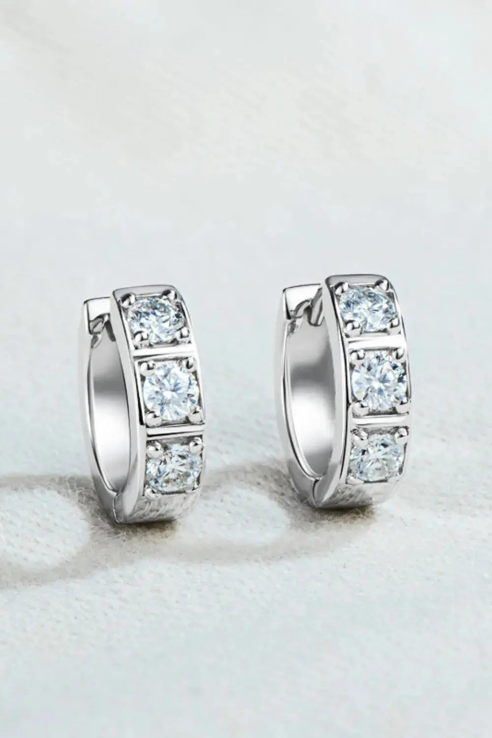 Lovcia Inlaid Moissanite Huggie Earrings-Earrings-Black-One Size-Black