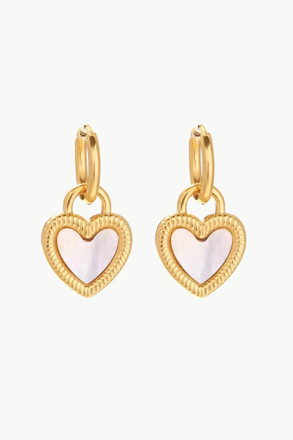 Lovcia Inlaid Shell Heart Drop Earrings-Earrings-Gold-One Size-Gold