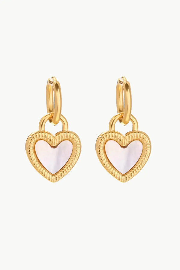 Lovcia Inlaid Shell Heart Drop Earrings-Earrings-Gold-One Size-Gold