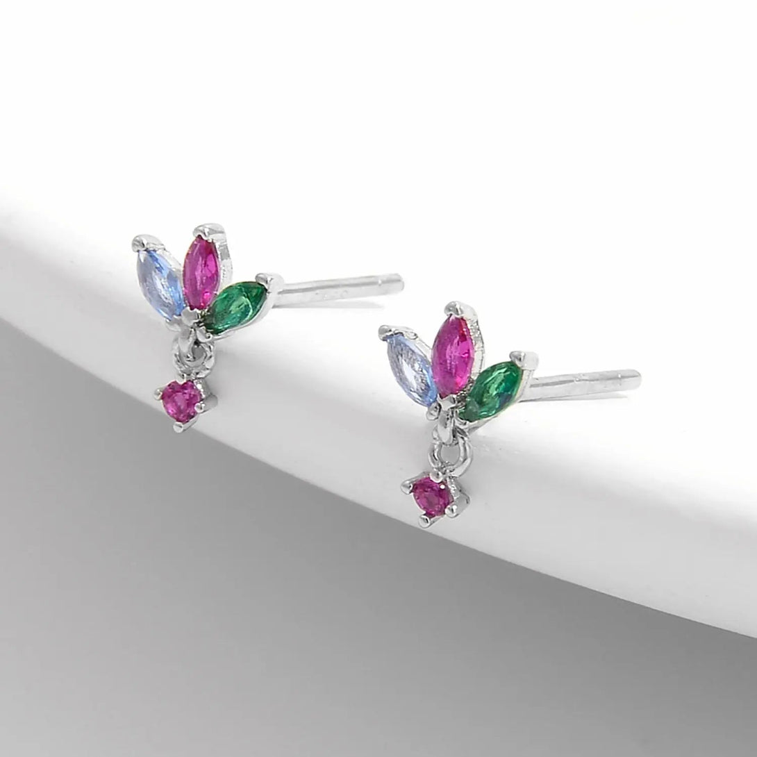 Lovcia Inlaid Zircon 925 Sterling Silver Geometric Stud Earrings-Earrings-Silver-One Size-Silver