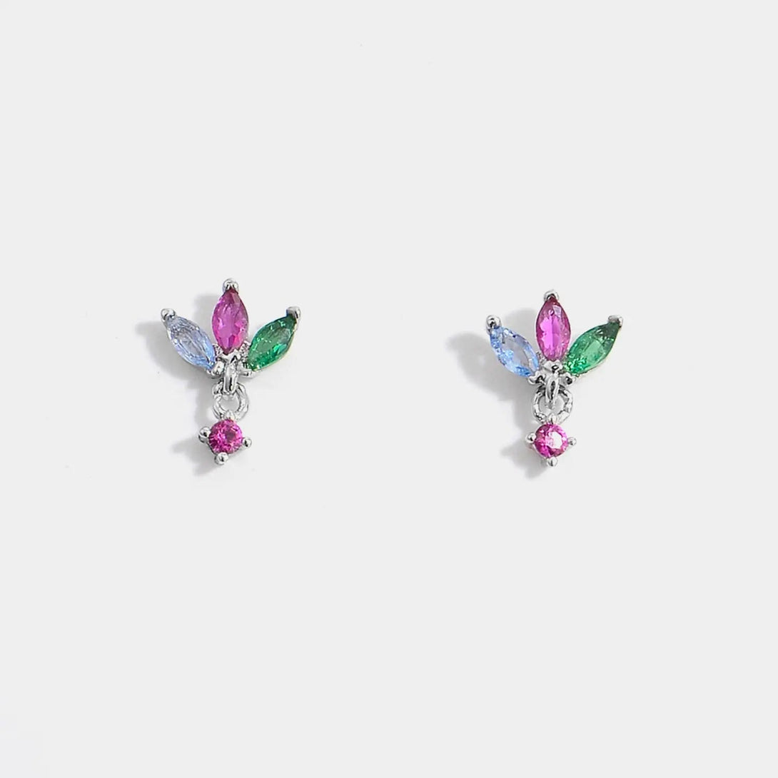 Lovcia Inlaid Zircon 925 Sterling Silver Geometric Stud Earrings-Earrings-Silver-One Size-Silver
