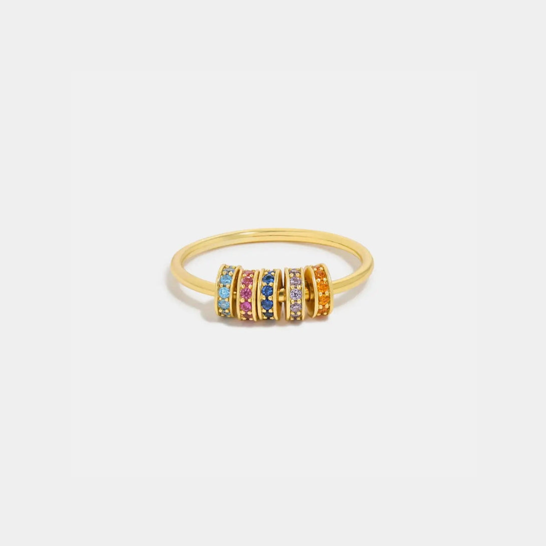 Lovcia Inlaid Zircon 925 Sterling Silver Ring-Rings-Gold-5-Gold