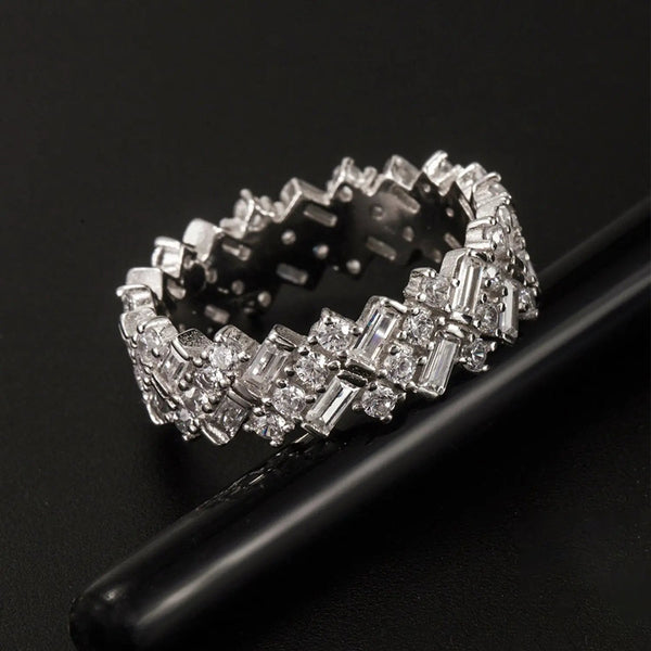 Lovcia Inlaid Zircon 925 Sterling Silver Ring-Rings-Silver-6-Silver