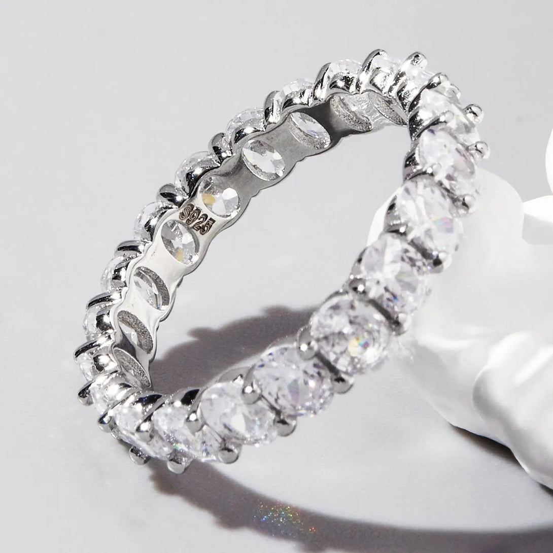 Lovcia Inlaid Zircon 925 Sterling Silver Ring-Rings-Silver-6-Silver