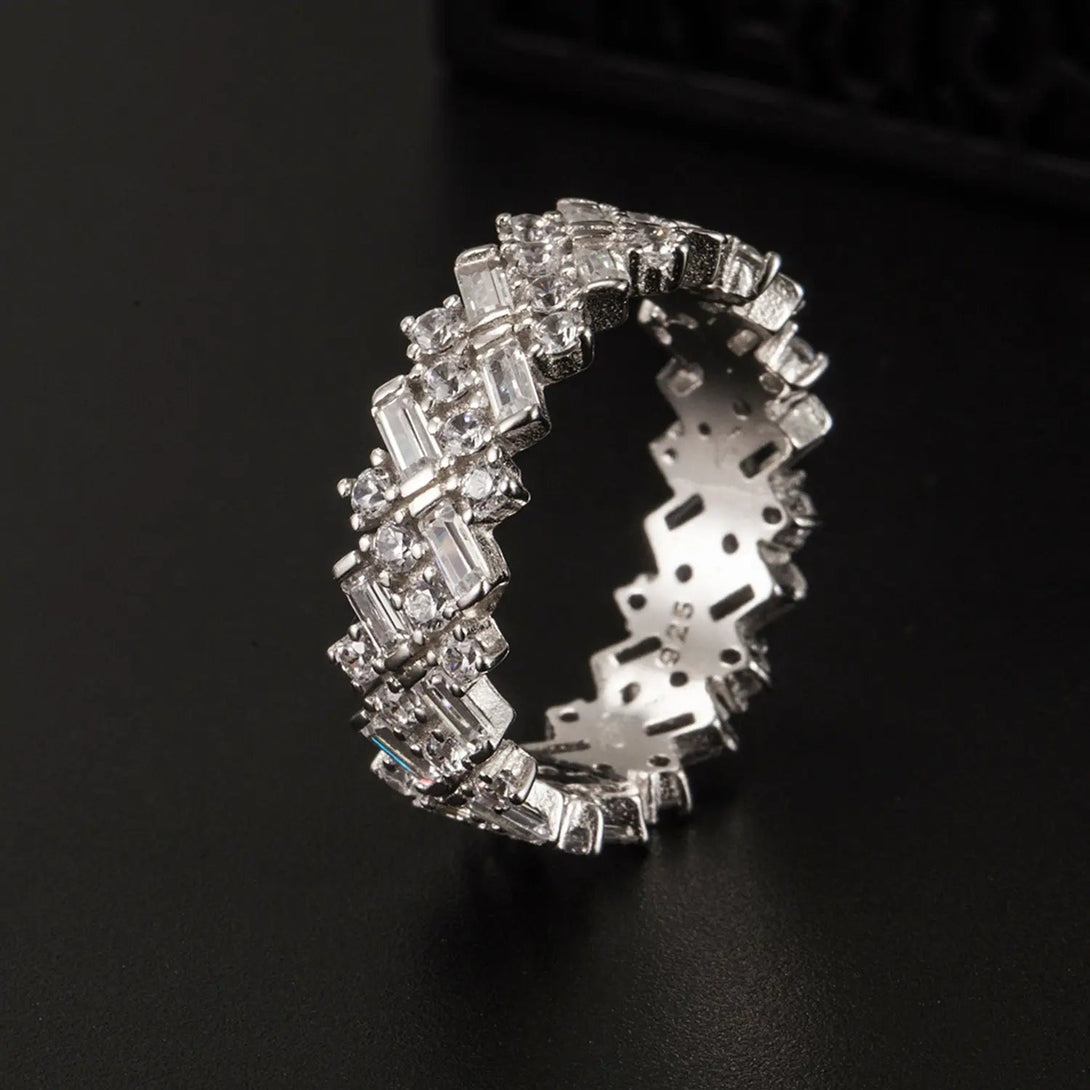 Lovcia Inlaid Zircon 925 Sterling Silver Ring-Rings-Silver-6-Silver