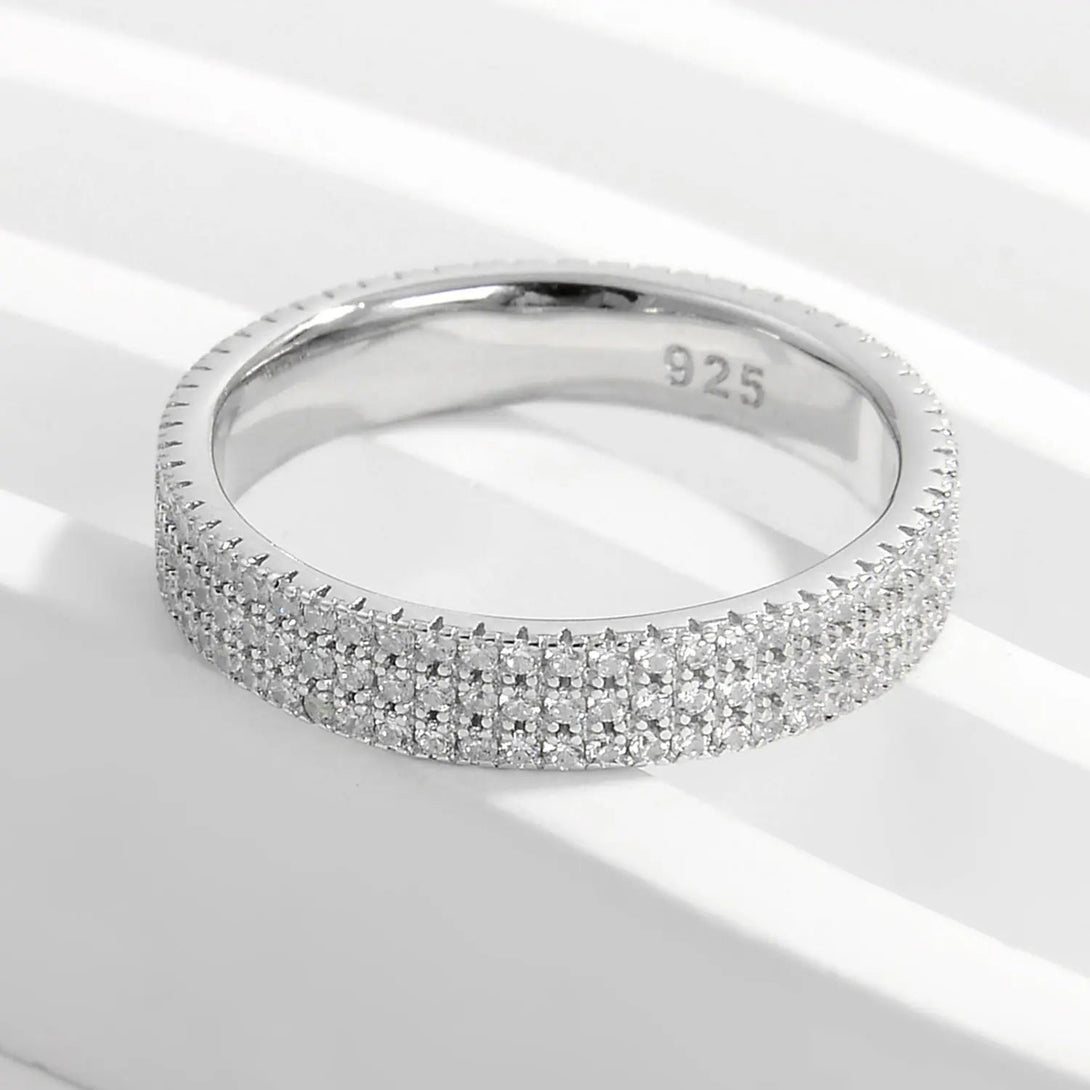 Lovcia Inlaid Zircon 925 Sterling Silver Ring-Rings-Silver-6-Silver