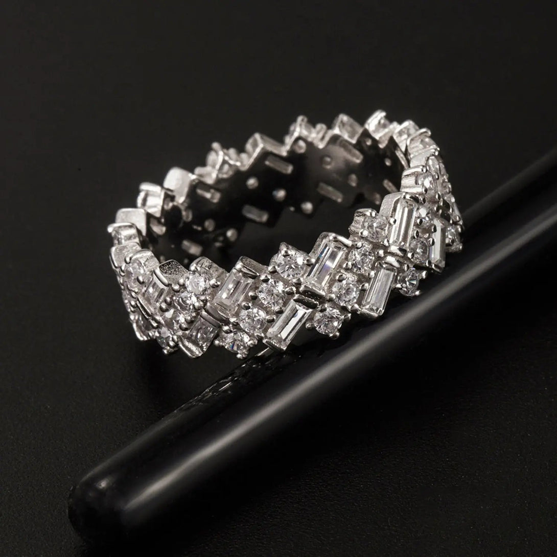 Lovcia Inlaid Zircon 925 Sterling Silver Ring-Rings-Silver-6-Silver