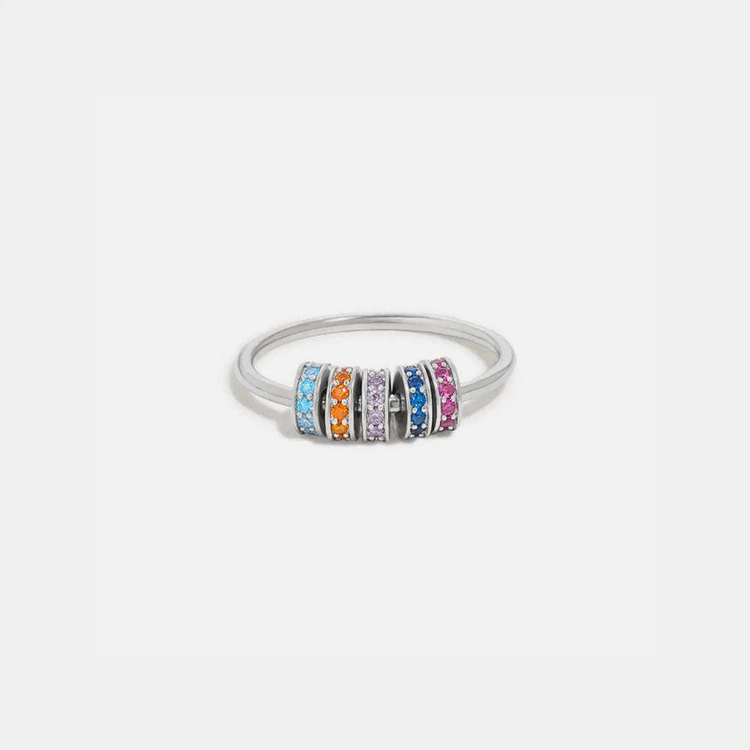 Lovcia Inlaid Zircon 925 Sterling Silver Ring-Rings-Silver/Multicolor-5-Silver/Multicolor