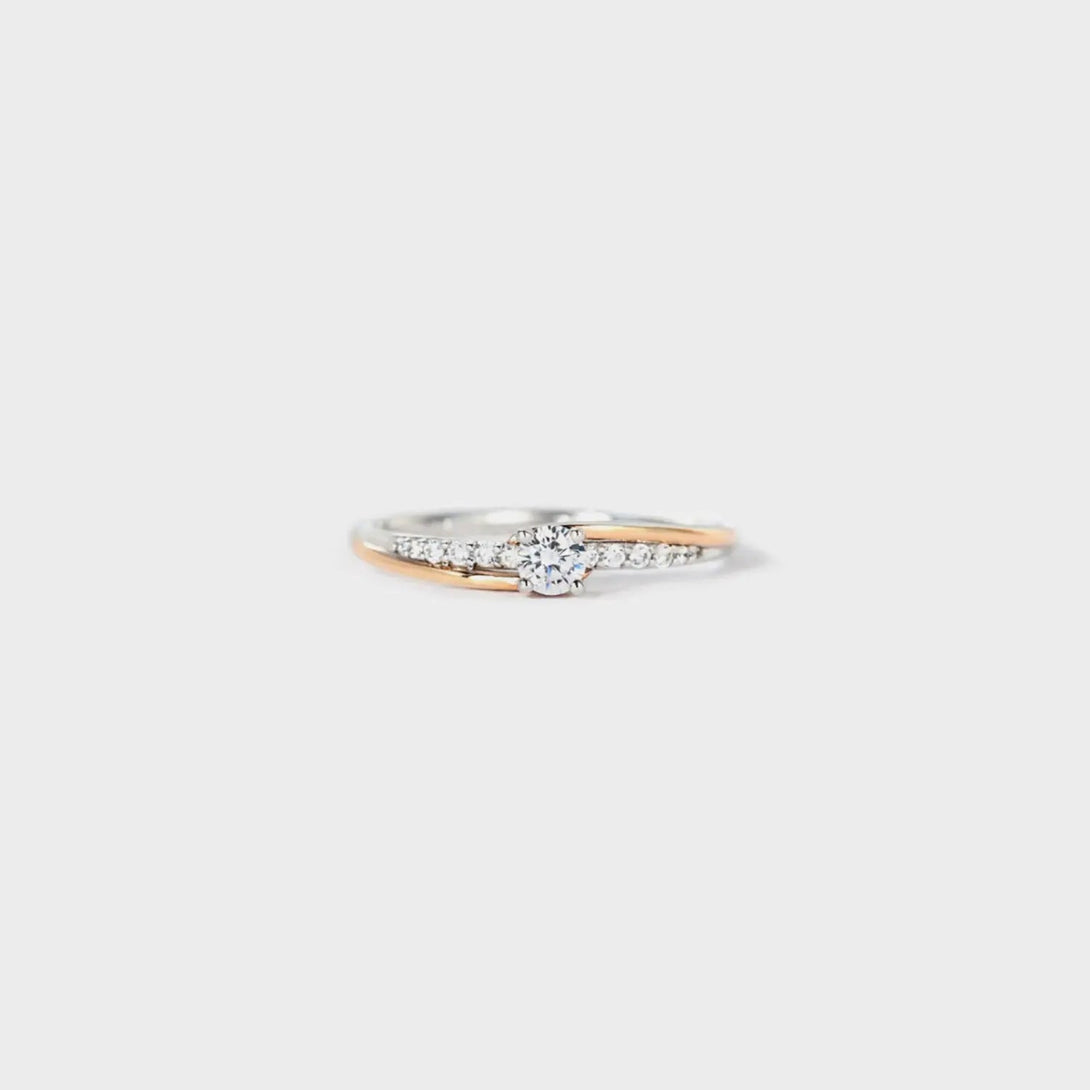 Lovcia Inlaid Zircon Bicolor Rose Gold-Plated Ring-Rings-Silver-6-Silver