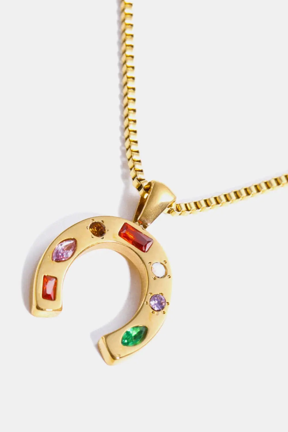 Lovcia Inlaid Zircon Pendant Stainless Steel Necklace-Necklaces-Hexagon/Gold-One Size-Hexagon/Gold