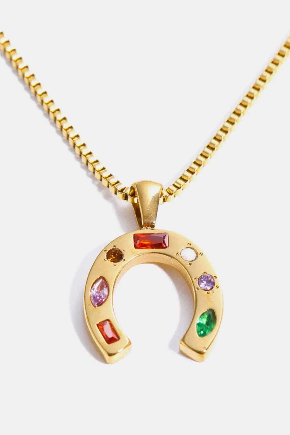 Lovcia Inlaid Zircon Pendant Stainless Steel Necklace-Necklaces-Hexagon/Gold-One Size-Hexagon/Gold
