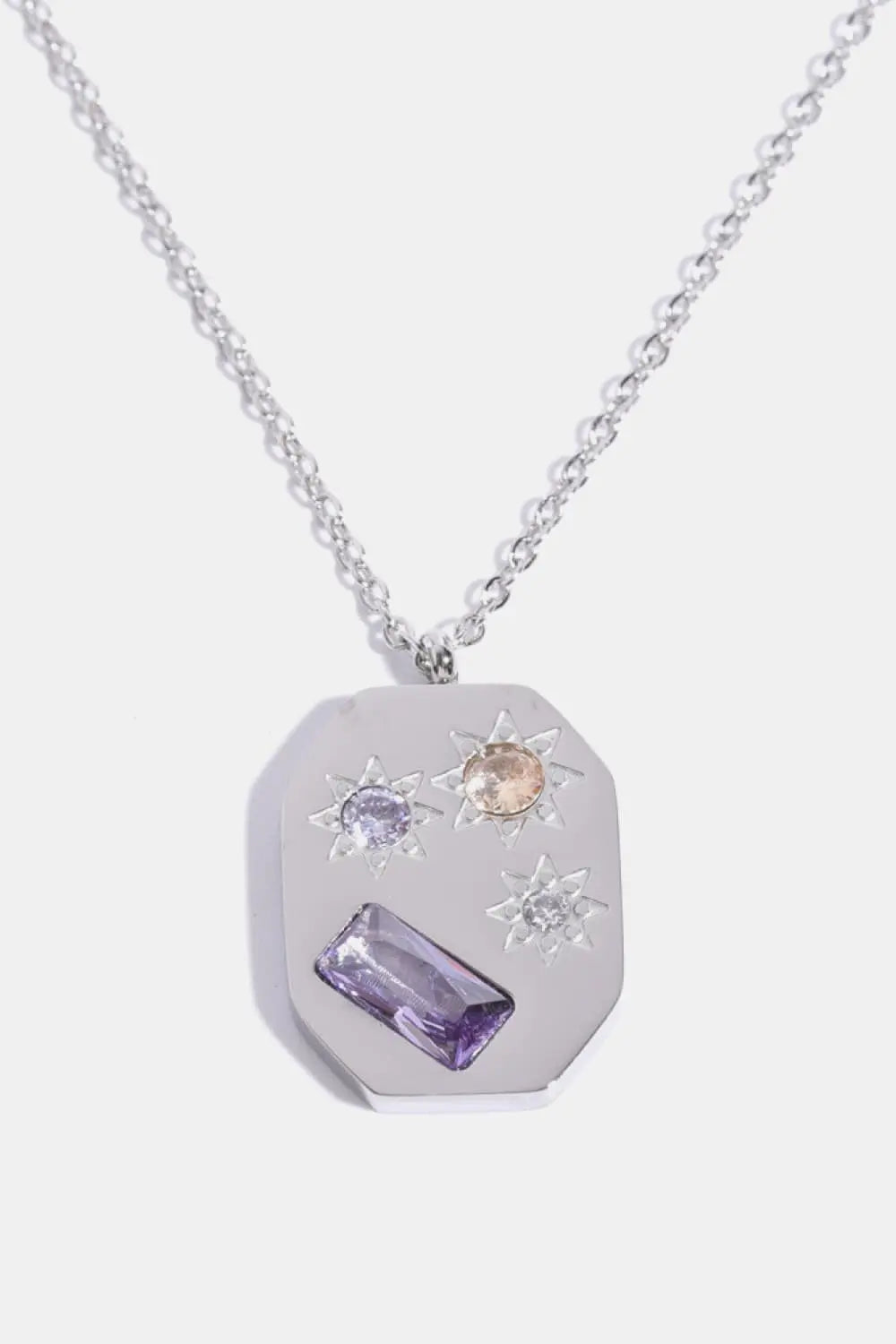 Lovcia Inlaid Zircon Pendant Stainless Steel Necklace-Necklaces-Hexagon/Gold-One Size-Hexagon/Gold