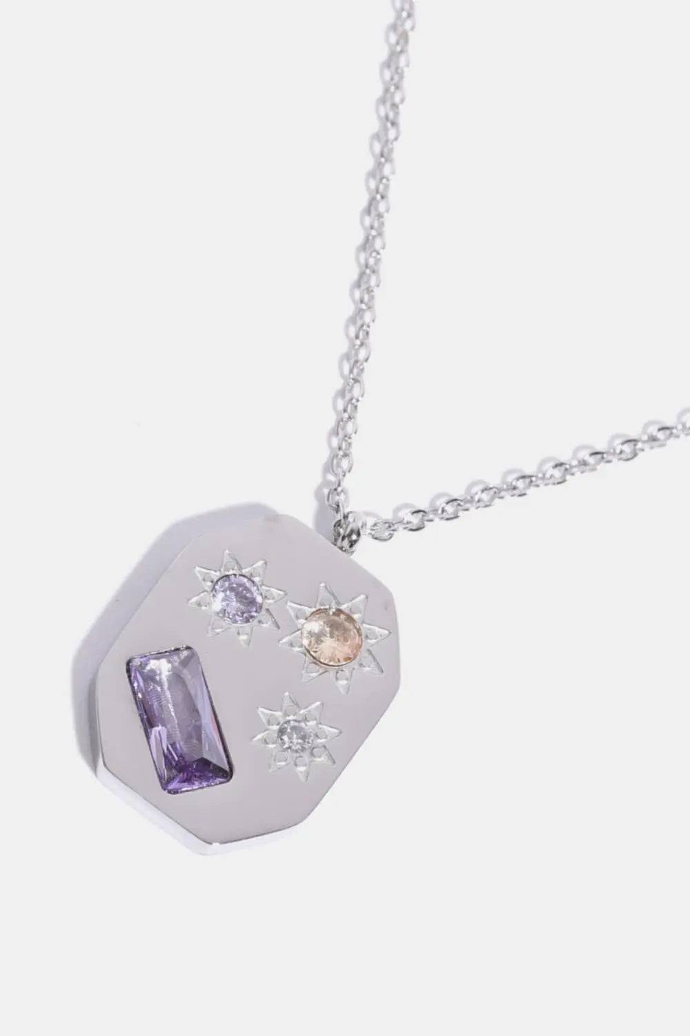 Lovcia Inlaid Zircon Pendant Stainless Steel Necklace-Necklaces-Hexagon/Gold-One Size-Hexagon/Gold