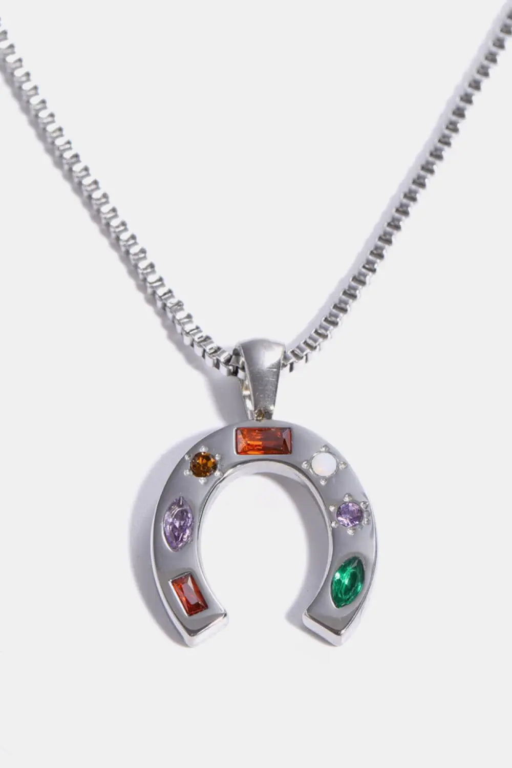 Lovcia Inlaid Zircon Pendant Stainless Steel Necklace-Necklaces-Hexagon/Gold-One Size-Hexagon/Gold