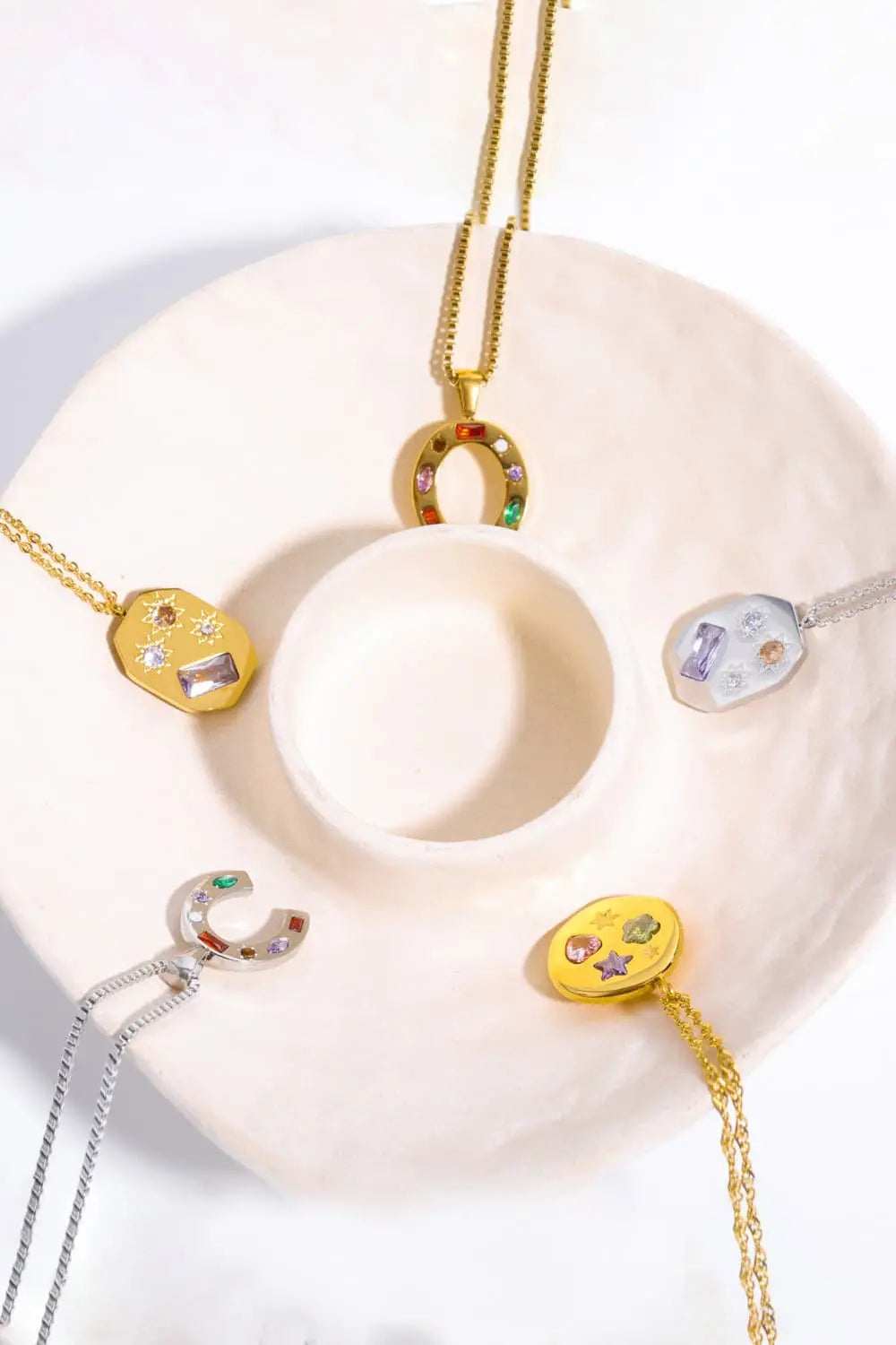 Lovcia Inlaid Zircon Pendant Stainless Steel Necklace-Necklaces-Hexagon/Gold-One Size-Hexagon/Gold
