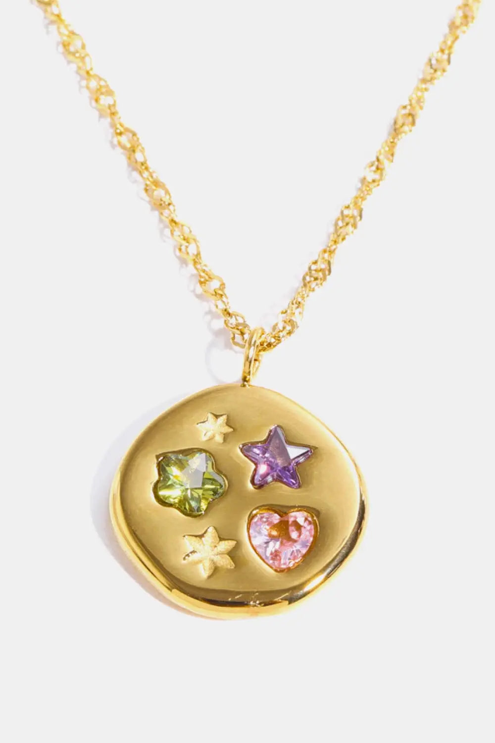Lovcia Inlaid Zircon Pendant Stainless Steel Necklace-Necklaces-Hexagon/Gold-One Size-Hexagon/Gold