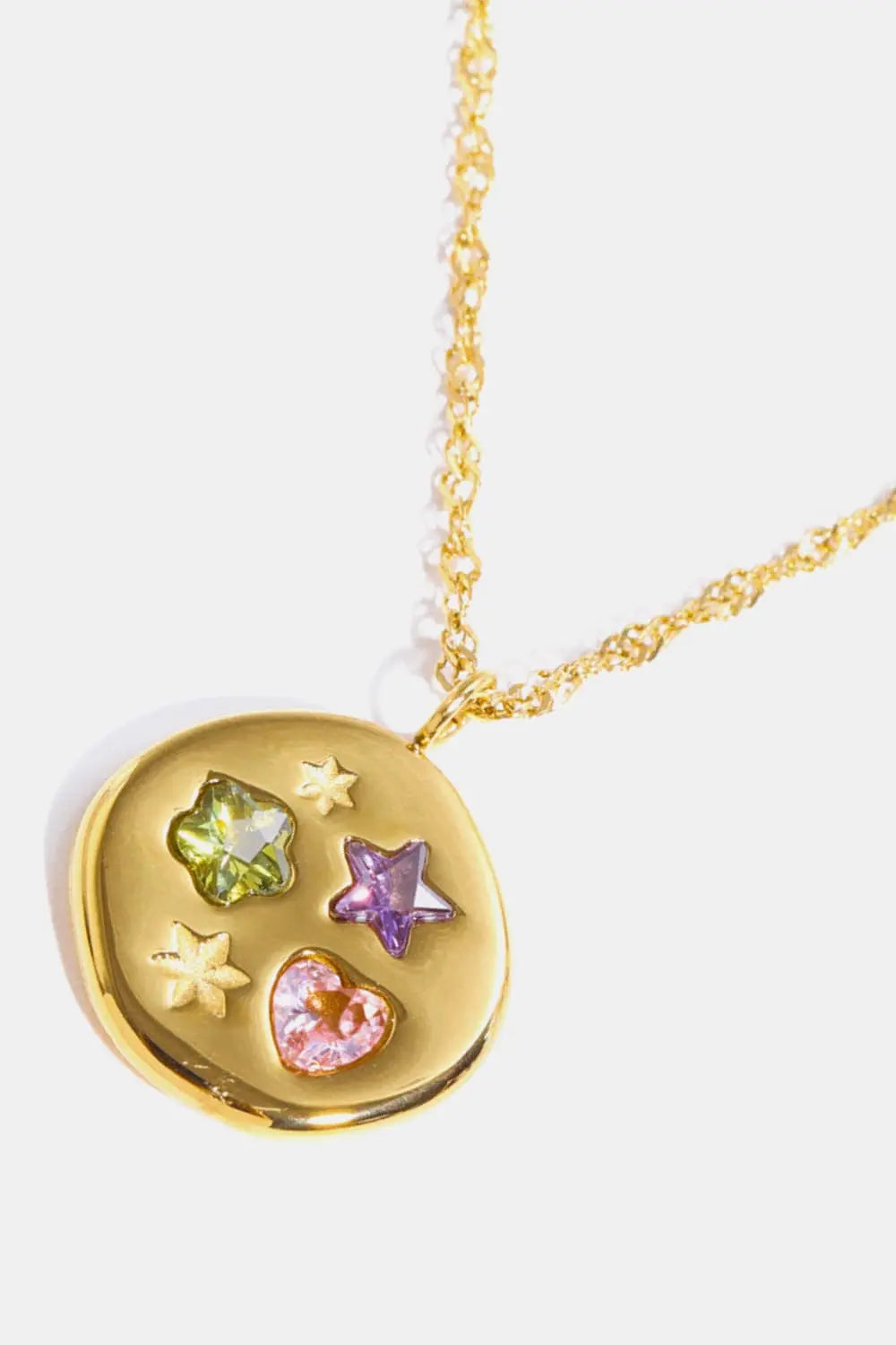 Lovcia Inlaid Zircon Pendant Stainless Steel Necklace-Necklaces-Hexagon/Gold-One Size-Hexagon/Gold