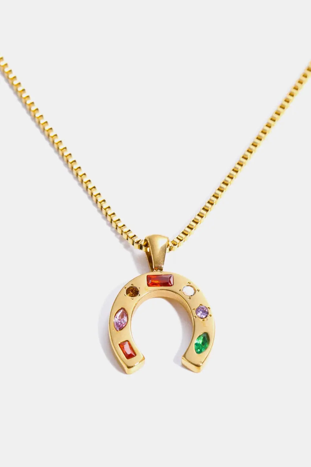 Lovcia Inlaid Zircon Pendant Stainless Steel Necklace-Necklaces-U/Gold-One Size-U/Gold