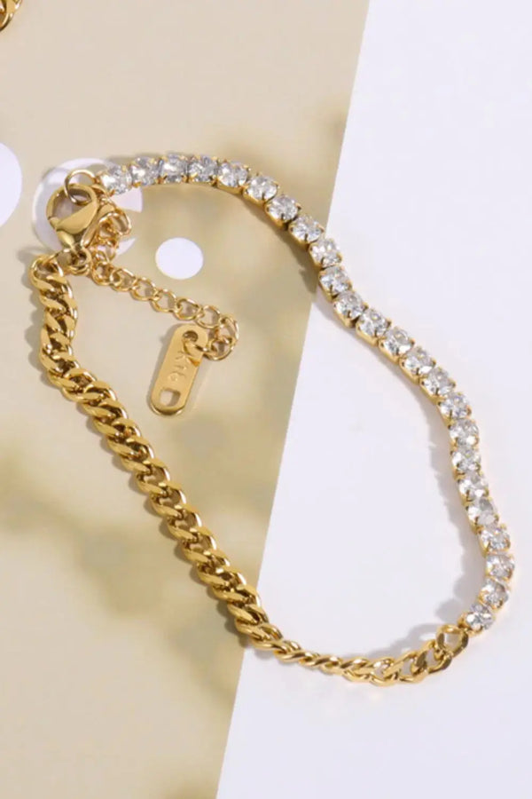 Lovcia Inlaid Zircon Stainless Steel Bracelet-Bracelets-Gold-One Size-Gold