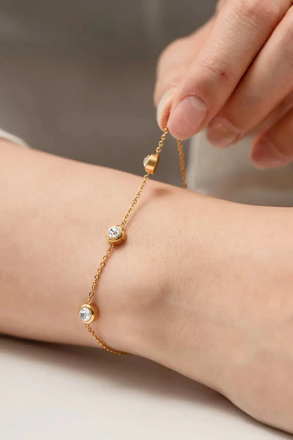 Lovcia Inlaid Zircon Stainless Steel Bracelet-Bracelets-Gold-One Size-Gold