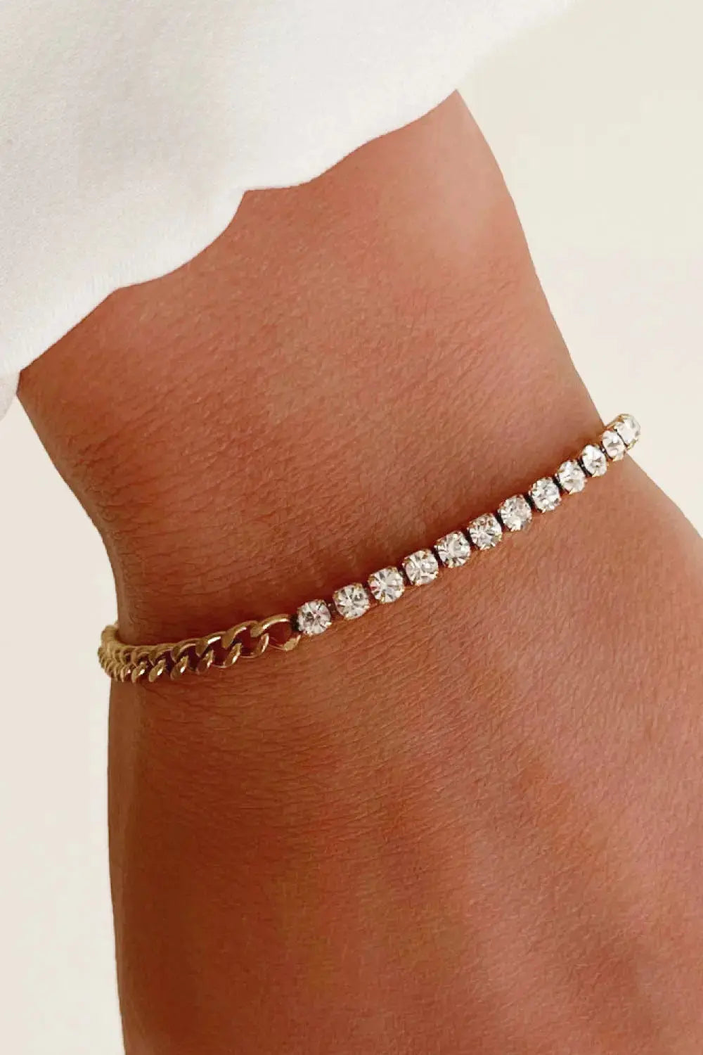 Lovcia Inlaid Zircon Stainless Steel Bracelet-Bracelets-Gold-One Size-Gold