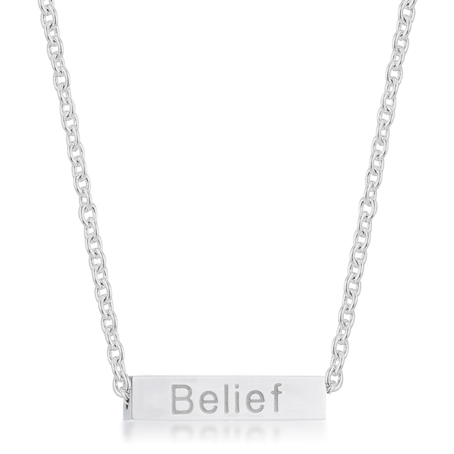 Lovcia Inspirational Bar Necklace in Rhodium Stainless Steel-Necklaces-