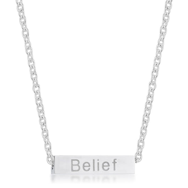 Lovcia Inspirational Bar Necklace in Rhodium Stainless Steel-Necklaces-