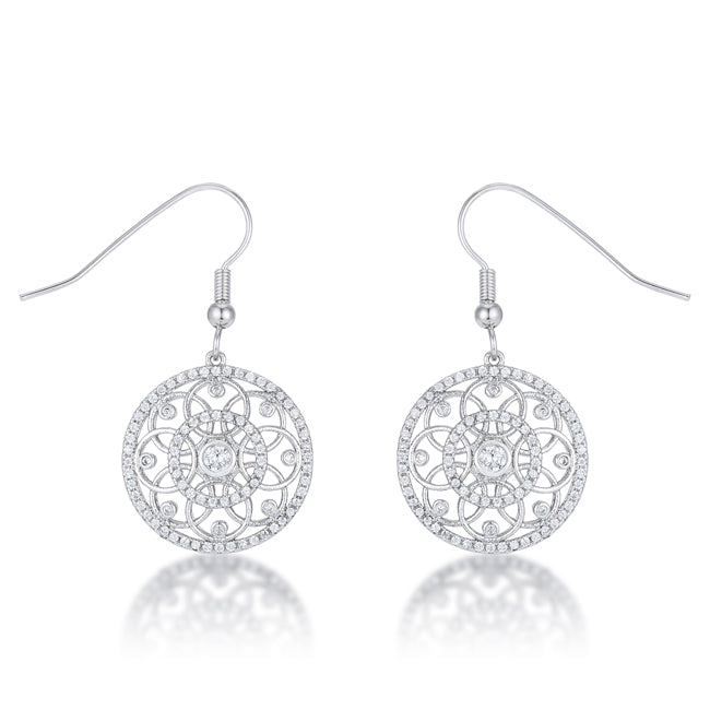 Lovcia Interlocking Circle Earrings with .95 Ct Round CZ and Rhodium Finish-Earrings-